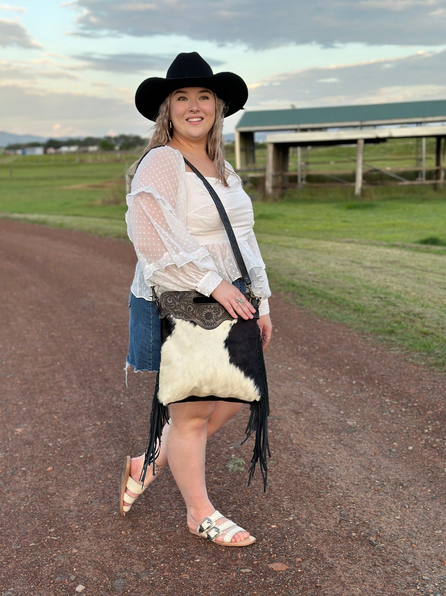 ADELE- Tooled Cross Body Tassel Bag #125