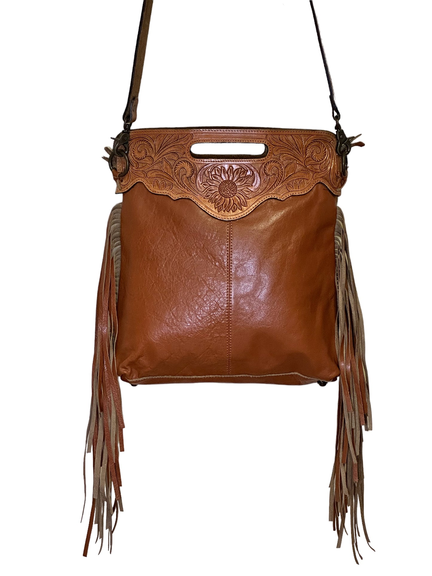 ADELE- Tooled Cross Body Tassel Bag #100