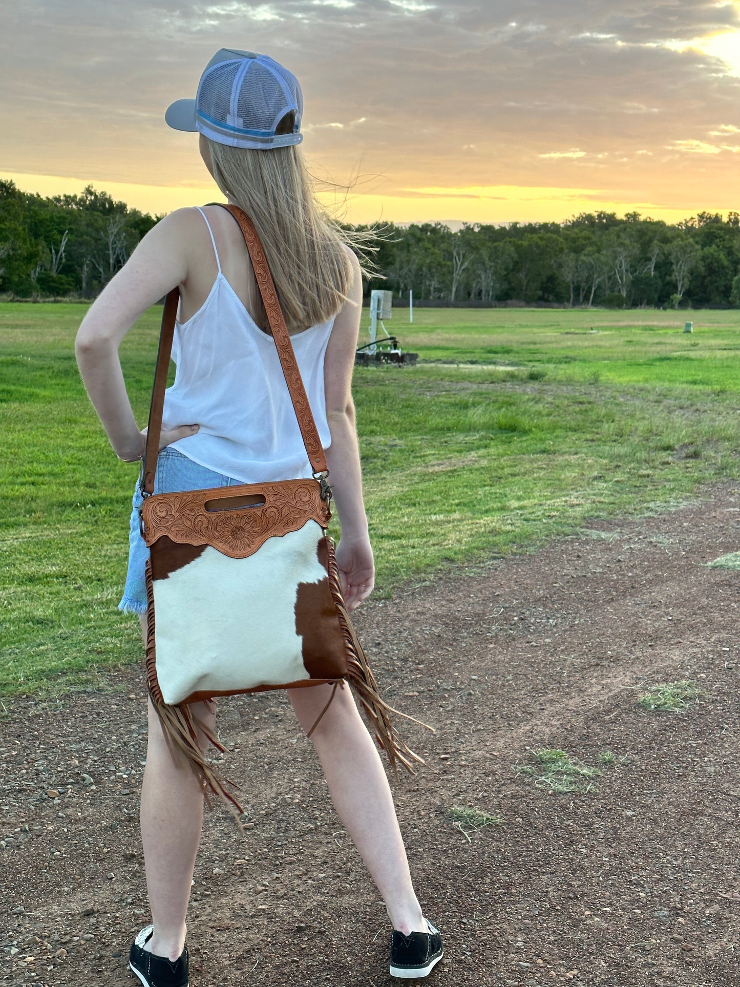 ADELE- Tooled Cross Body Tassel Bag #100